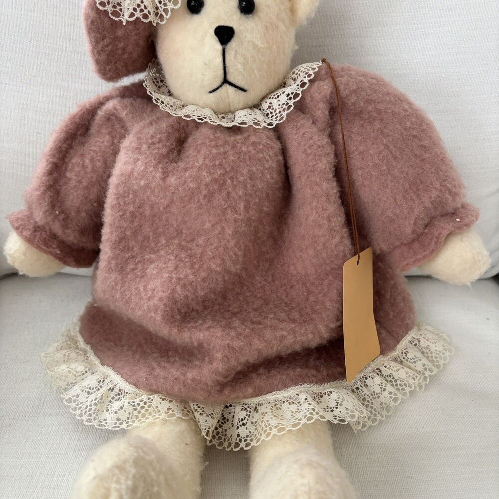 Vintage Handmade Wool Teddy Bear w/ Dress & Hat 23" Soft Stuffed Plush Victoria - Picture 14 of 14